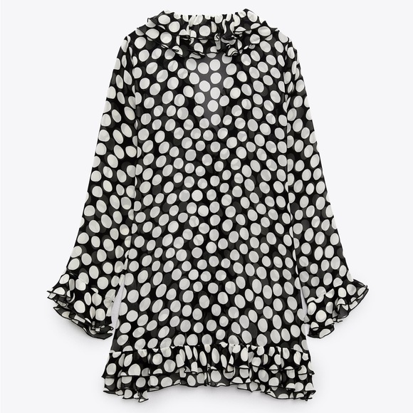 New Zara Ruffled Polka Dot Blouse / Dress - 8039/056 - Picture 6 of 13